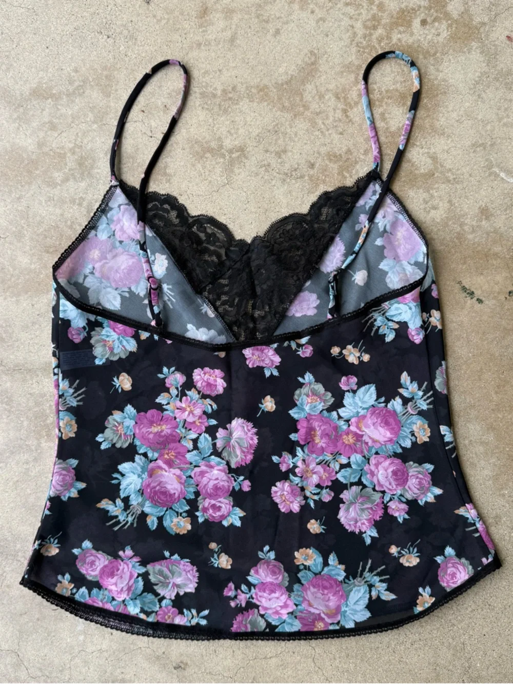 Sheer Mystique Maidenform top 32 VINTAGE floral lace cami rose scalloped hem - Picture 2 of 7